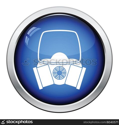 Icon of chemistry gas mask. Glossy button design. Vector illustration.