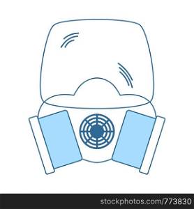 Icon Of Chemistry Gas Mask. Thin Line With Blue Fill Design. Vector Illustration.