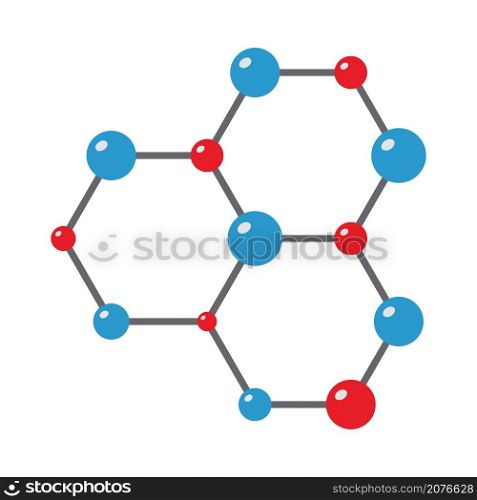 Icon Of Chemistry Hexa Connection. Flat Color Design. Vector Illustration.