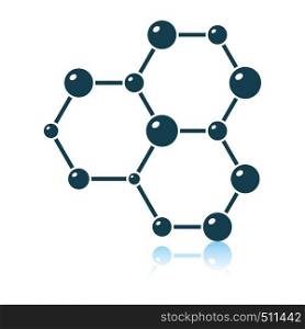Icon of chemistry hexa connection of atoms. Shadow reflection design. Vector illustration.