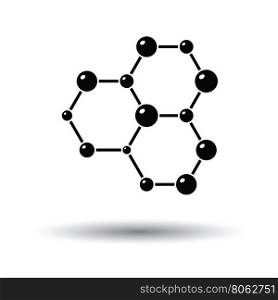 Icon of chemistry hexa connection of atoms. White background with shadow design. Vector illustration.
