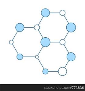 Icon Of Chemistry Hexa Connection. Thin Line With Blue Fill Design. Vector Illustration.