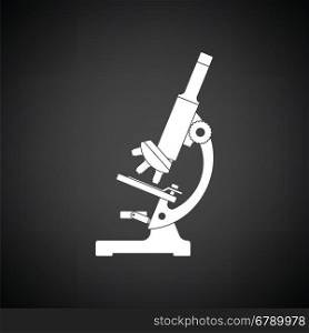 Icon of chemistry microscope. Black background with white. Vector illustration.