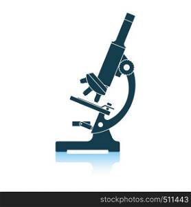 Icon of chemistry microscope. Shadow reflection design. Vector illustration.