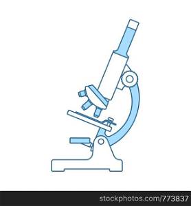 Icon Of Chemistry Microscope. Thin Line With Blue Fill Design. Vector Illustration.