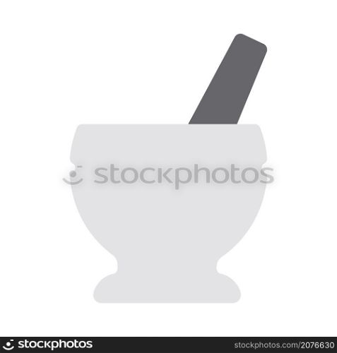 Icon Of Chemistry Mortar. Flat Color Design. Vector Illustration.