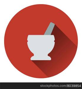 Icon of chemistry mortar. Flat color design. Vector illustration.