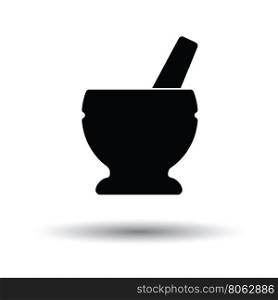 Icon of chemistry mortar. White background with shadow design. Vector illustration.
