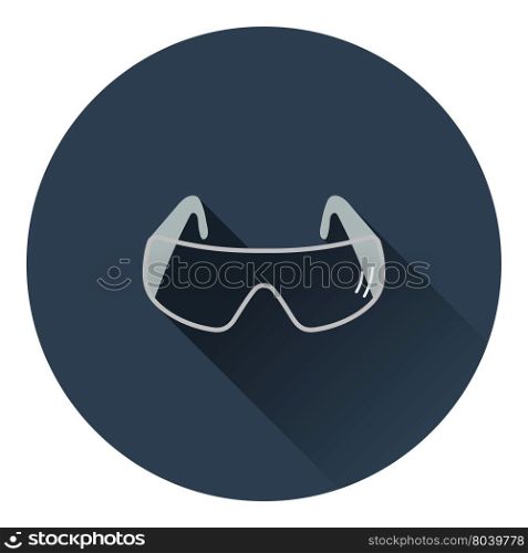 Icon of chemistry protective eyewear. Flat color design. Vector illustration.