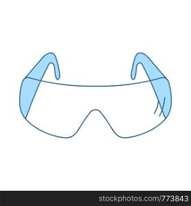 Icon Of Chemistry Protective Eyewear. Thin Line With Blue Fill Design. Vector Illustration.