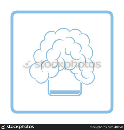 Icon of chemistry reaction in glass. White background with shadow design. Vector illustration.
