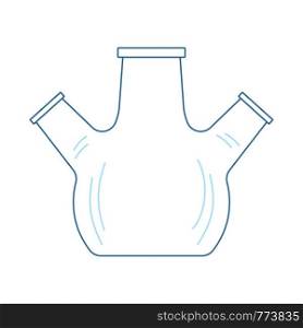 Icon Of Chemistry Round Bottom Flask. Thin Line With Blue Fill Design. Vector Illustration.