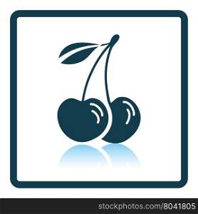 Icon of Cherry. Shadow reflection design. Vector illustration.