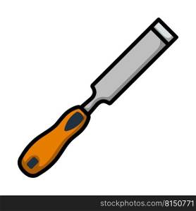 Icon Of Chisel. Editable Bold Outline With Color Fill Design. Vector Illustration.