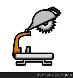 Icon Of Circular End Saw. Editable Bold Outline With Color Fill Design. Vector Illustration.