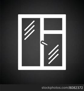Icon of closed window frame. Black background with white. Vector illustration.