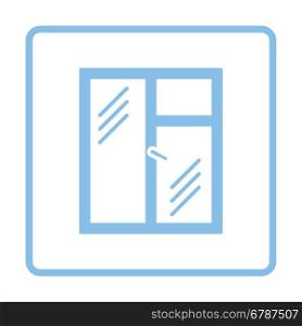 Icon of closed window frame. Blue frame design. Vector illustration.
