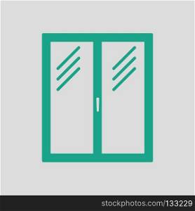 Icon of closed window frame. Gray background with green. Vector illustration.