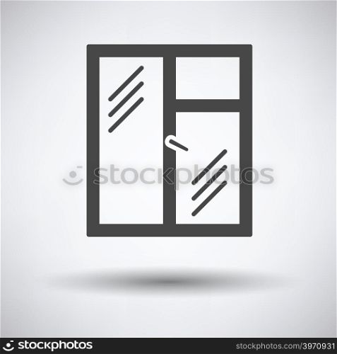 Icon of closed window frame on gray background with round shadow. Vector illustration.