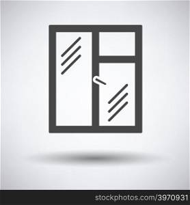 Icon of closed window frame on gray background with round shadow. Vector illustration.