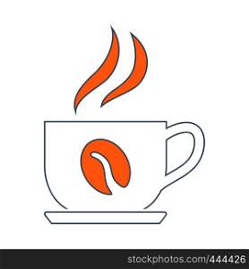 Icon Of Coffee Cup. Thin Line With Red Fill Design. Vector Illustration.