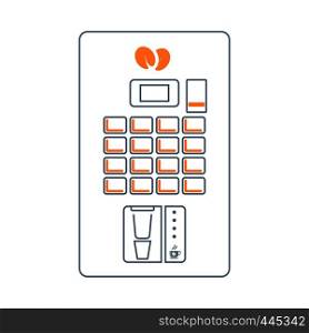 Icon Of Coffee Selling Machine. Thin Line With Red Fill Design. Vector Illustration.