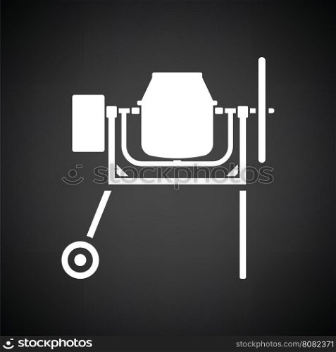 Icon of Concrete mixer. Black background with white. Vector illustration.