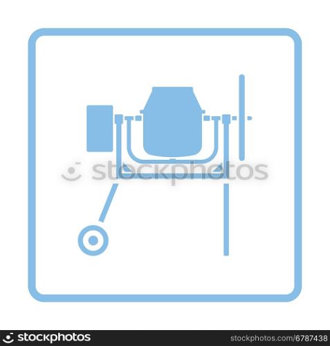 Icon of Concrete mixer. Blue frame design. Vector illustration.