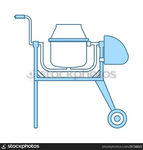 Icon Of Concrete Mixer. Thin Line With Blue Fill Design. Vector Illustration.