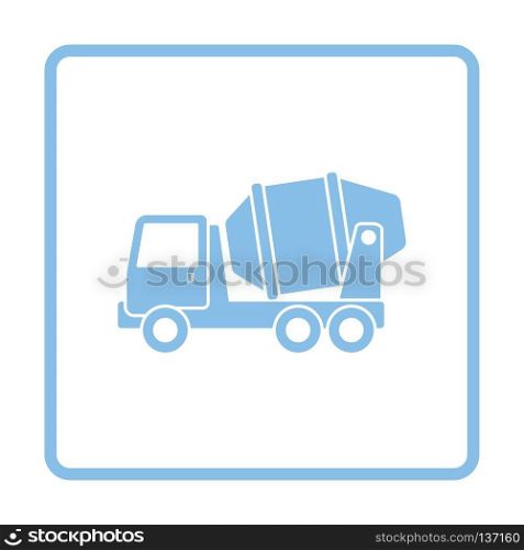 Icon of Concrete mixer truck . Blue frame design. Vector illustration.