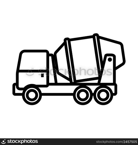 Icon Of Concrete Mixer Truck. Bold outline design with editable stroke width. Vector Illustration.