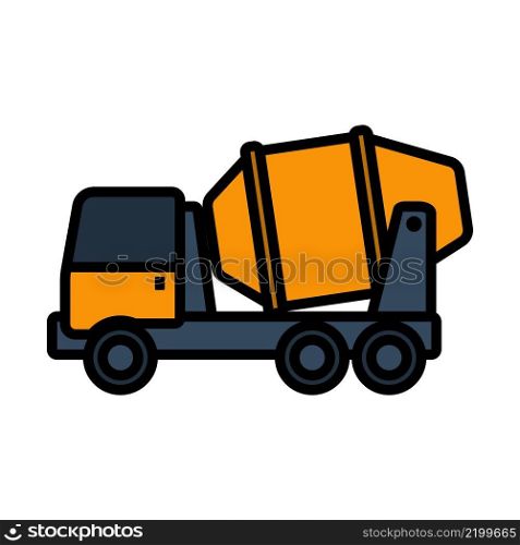 Icon Of Concrete Mixer Truck. Editable Bold Outline With Color Fill Design. Vector Illustration.