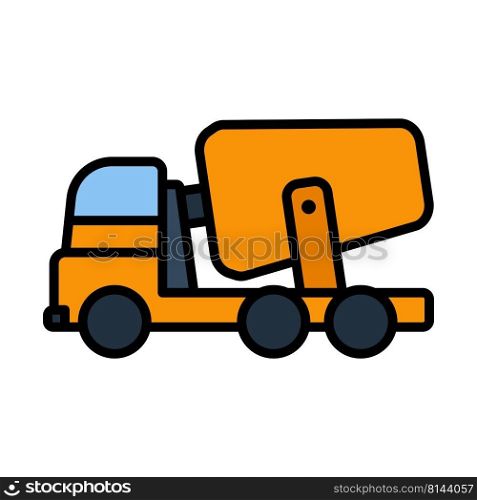 Icon Of Concrete Mixer Truck. Editable Bold Outline With Color Fill Design. Vector Illustration.