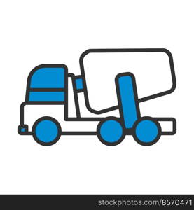 Icon Of Concrete Mixer Truck. Editable Bold Outline With Color Fill Design. Vector Illustration.