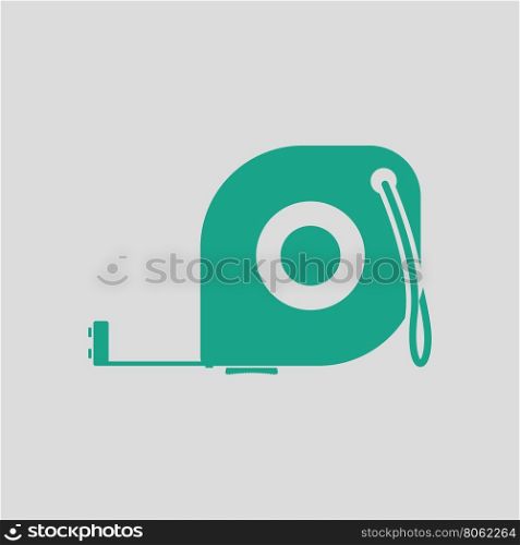 Icon of constriction tape measure. Gray background with green. Vector illustration.