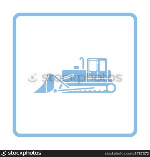 Icon of Construction bulldozer. Blue frame design. Vector illustration.