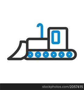 Icon Of Construction Bulldozer. Editable Bold Outline With Color Fill Design. Vector Illustration.