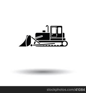 Icon of Construction bulldozer. White background with shadow design. Vector illustration.