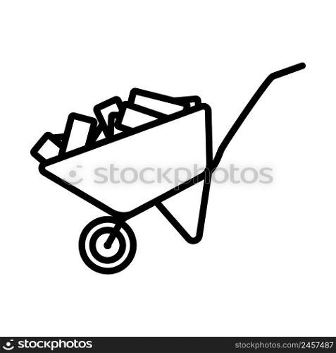 Icon Of Construction Cart. Bold outline design with editable stroke width. Vector Illustration.