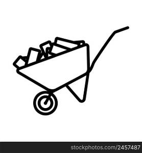 Icon Of Construction Cart. Bold outline design with editable stroke width. Vector Illustration.