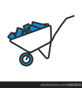 Icon Of Construction Cart. Editable Bold Outline With Color Fill Design. Vector Illustration.