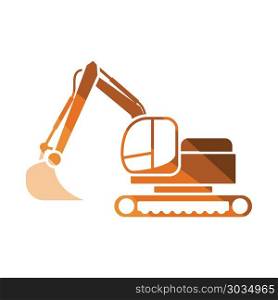 Icon of construction excavator. Icon of construction excavator. Flat color design. Vector illustration.