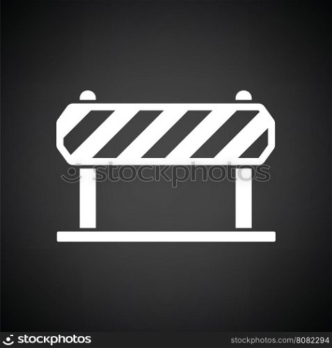 Icon of construction fence. Black background with white. Vector illustration.