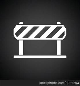 Icon of construction fence. Black background with white. Vector illustration.