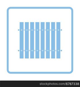 Icon of Construction fence . Blue frame design. Vector illustration.
