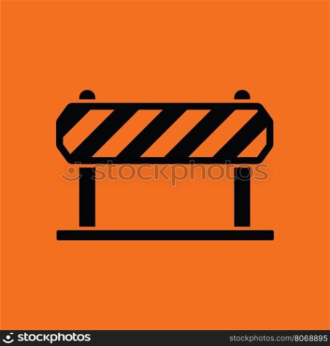 Icon of construction fence. Orange background with black. Vector illustration.