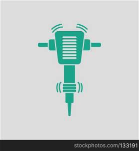 Icon of Construction jackhammer. Gray background with green. Vector illustration.