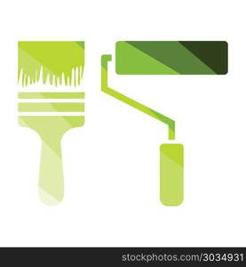 Icon of construction paint brushes. Icon of construction paint brushes. Flat color design. Vector illustration.