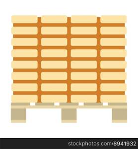 Icon of construction pallet . Flat color design. Vector illustration.