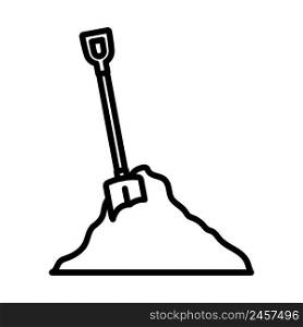 Icon Of Construction Shovel And Sand. Bold outline design with editable stroke width. Vector Illustration.